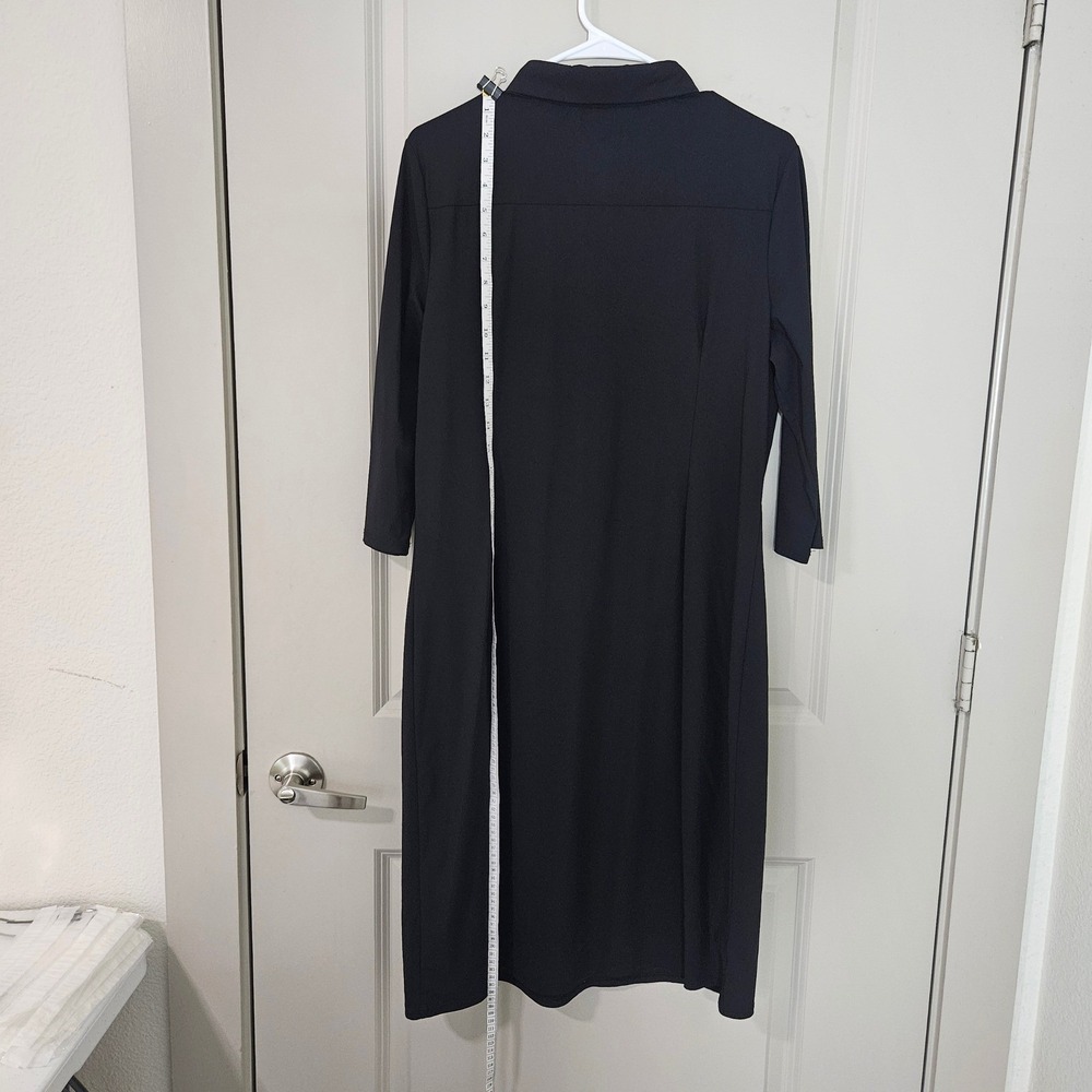 Jude Connally Black Shirt Dress XL 3/4 Sleeve Gold Button Pockets - Picture 7 of 9